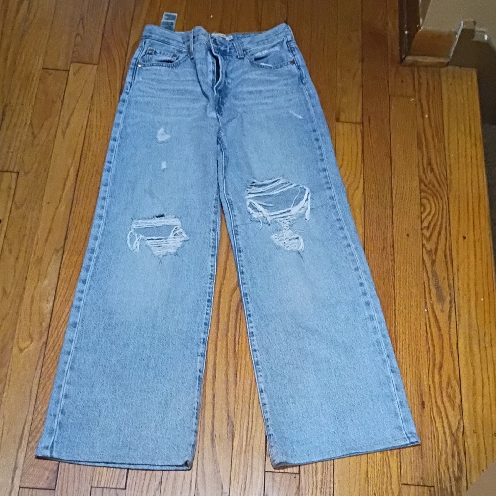 Levi's Light Blue Distressed Boyfriend Jeans - Picture 4 of 7